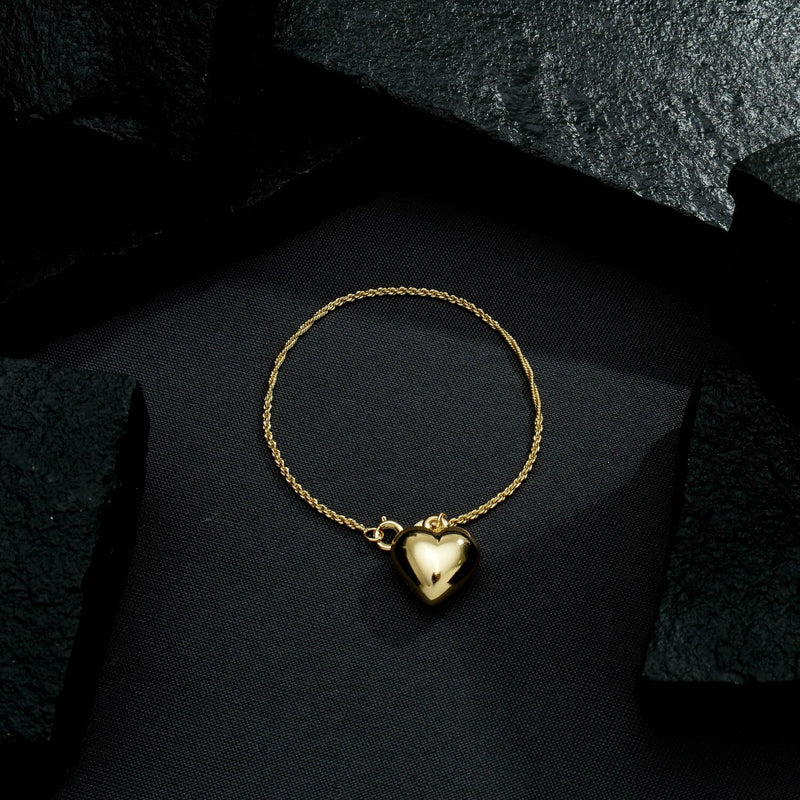Pulseira Dourada de Cordão Baiano com Coração Davyma