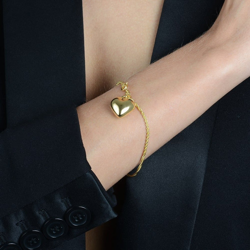 Pulseira Dourada de Cordão Baiano com Coração Davyma